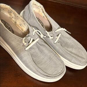Hey Dude Men's Light Gray Boat Shoes